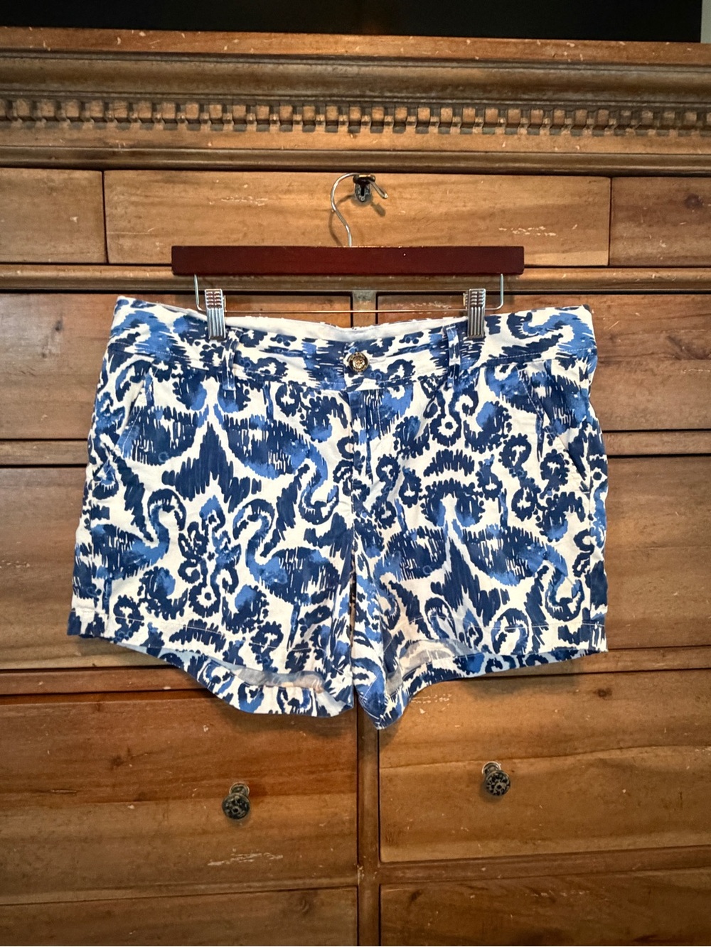 Lilly Pulitzer White & Blue Printed Callahan Women's Shorts Size 14
